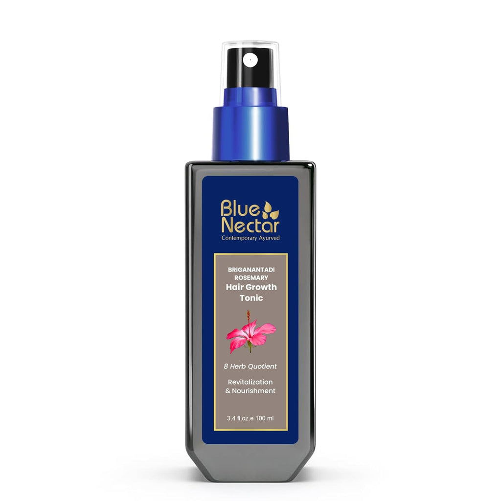 Blue Nectar 10% Rosemary Advanced Hair Growth Serum for Scalp | Organic Tonic Spray with Hibiscus & Bhringraj for Nourishment & Hair Fall Control | Serum for Dry & Frizzy Hair (8 Herbs, 100 ml)