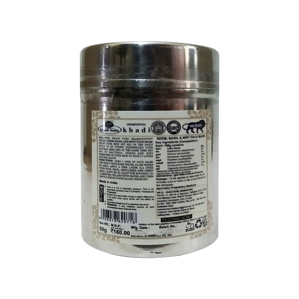 Khadi Pure Herbal Neem, Basil & Mint Face Mask (Anti-Acne), 50 g