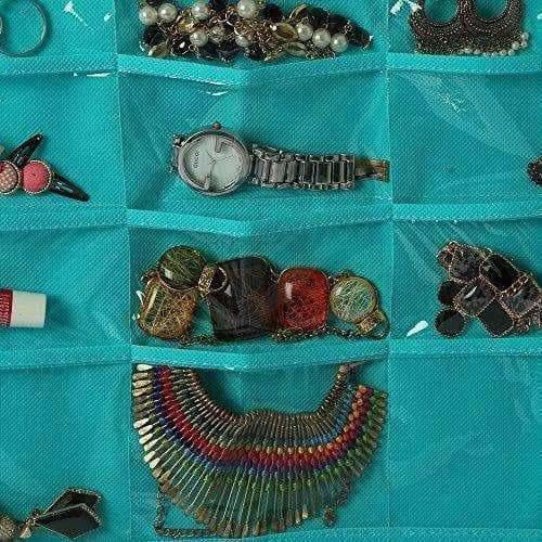 Green Color - Fabric Hanging Dress Double Sided Jewelry Organizer