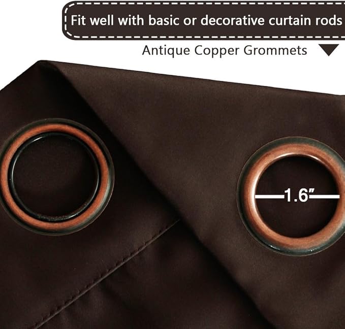 Loomlyfe Brown Solid Thermal Insulated Grommet Blackout Curtains for Window | 5 Feet | Set of 2 | Brown