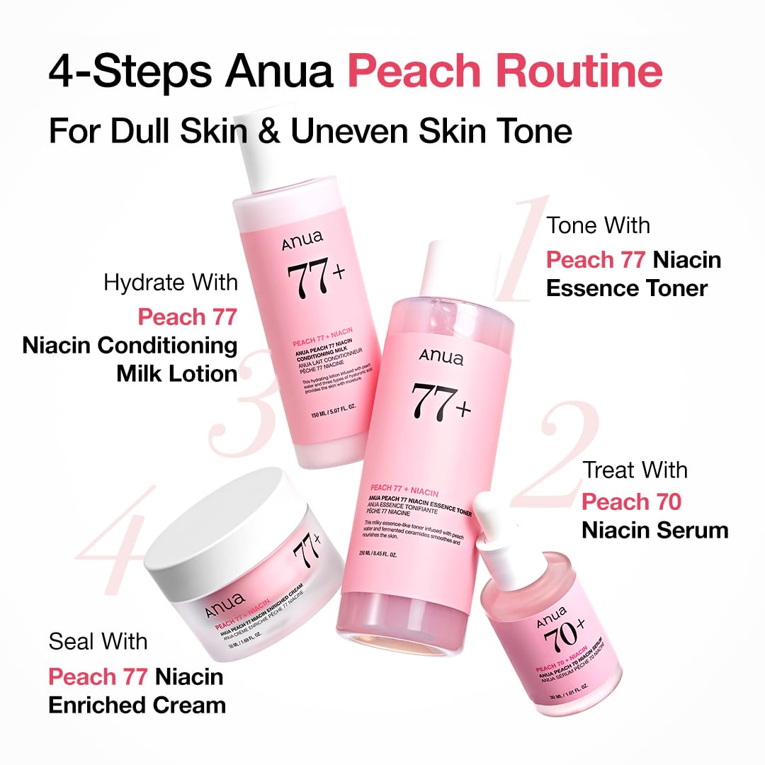 Anua Peach 70% Niacinamide Serum 30ml / brightening hydrating face serum hyperpigmentation treatment reducing melanine daily clean beauty (1.01 fl. oz.)