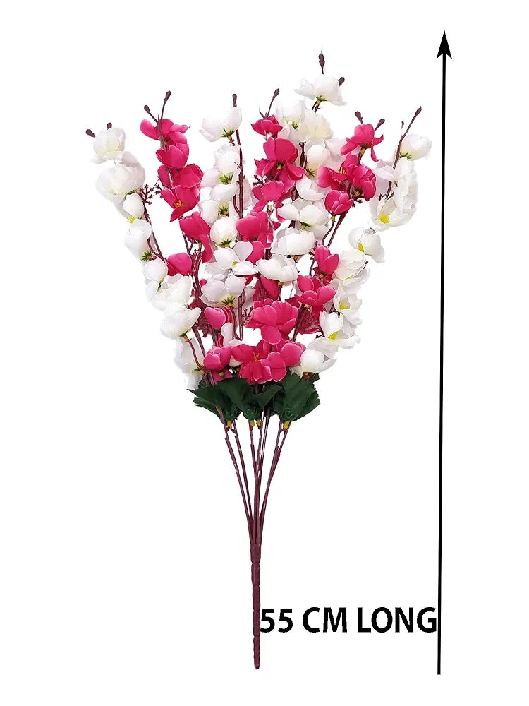Artificial Flowers Bunch Cherry Blossom Ideal for vase Without vase White Mix 55 cm Height Fabric