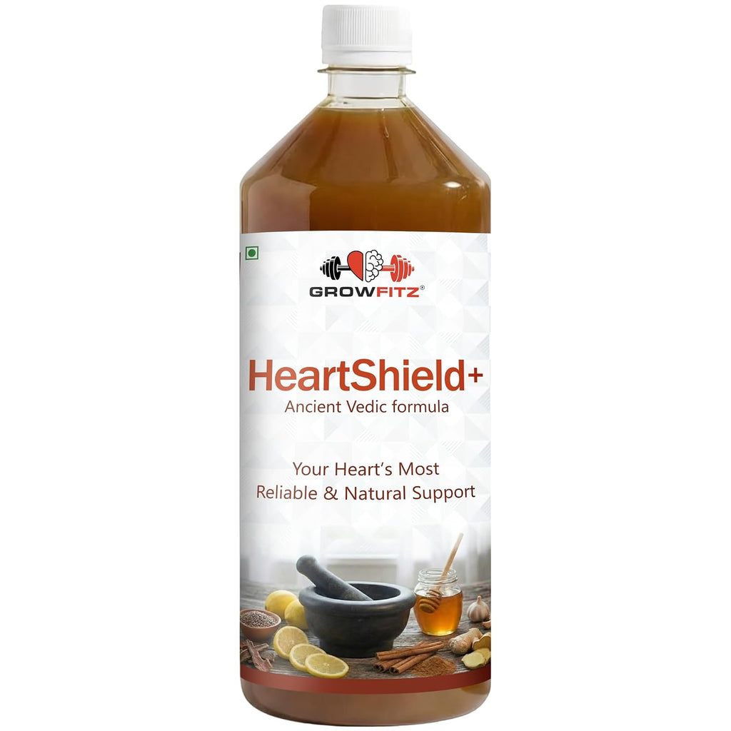 Growfitz Vedic Formula Cholesterol Care Juice 1L | Supports Healthy Heart & Cholesterol Balance | Healthy BP levels | Flaxseed, Arjuna, Garlic, Ginger, Cinnamon & Lemon | No Added Sugar |