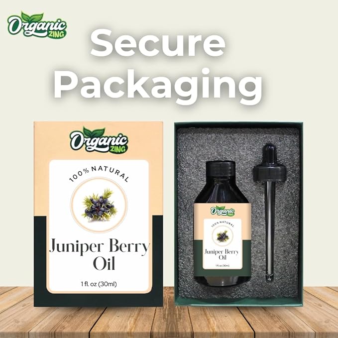 Organic Zing Juniper Berry Essential Oil for Skin, Face, Hair Care, Aromatherapy, Diffuser, Conditioner - 30 Ml