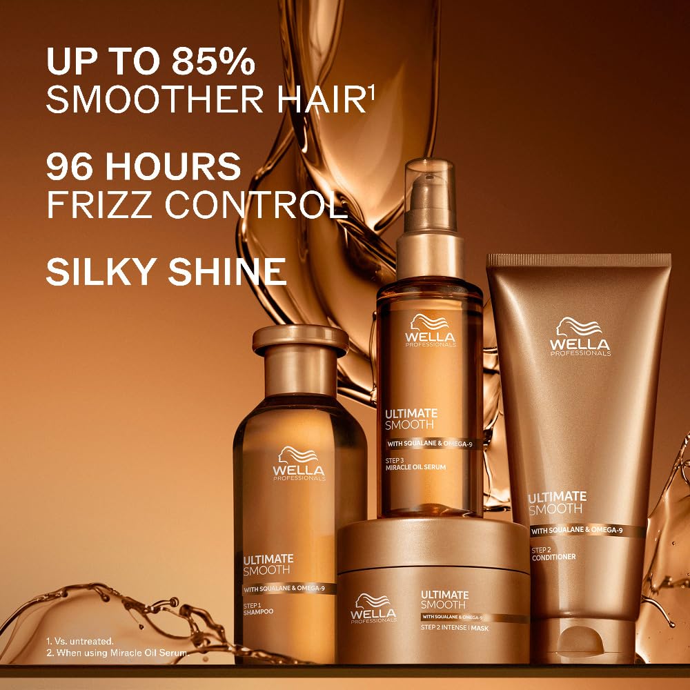 Wella Professionals Ultimate Smooth Shampoo with Squalane and Omega-9 for dry, dull, & frizzy hair | 1L