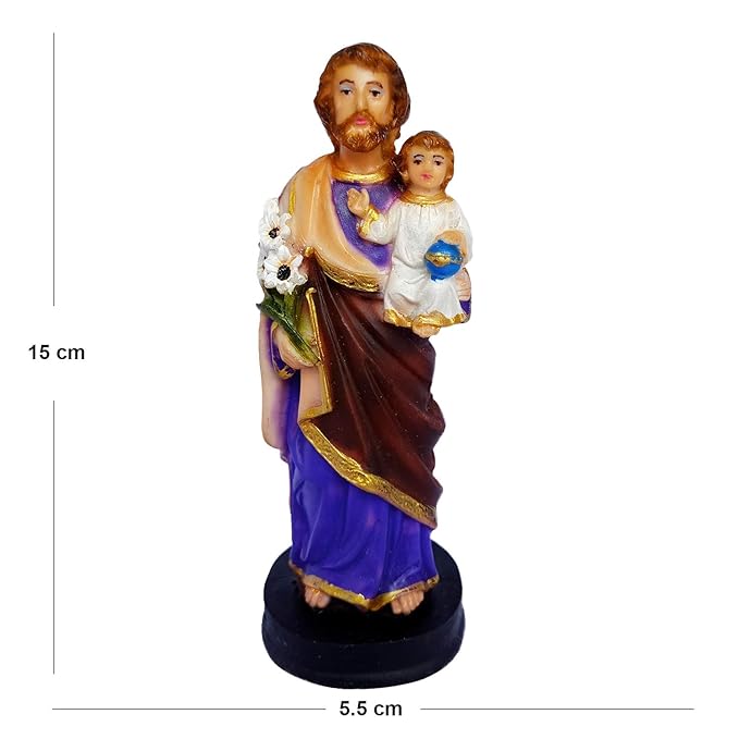 Newven Catholic God St Joseph Poly Marble Showpiece 6 Inch Multicolour