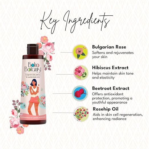 Boho Botanist Bulgarian Rose Peony & Rosehip Body Milk - 350 ml