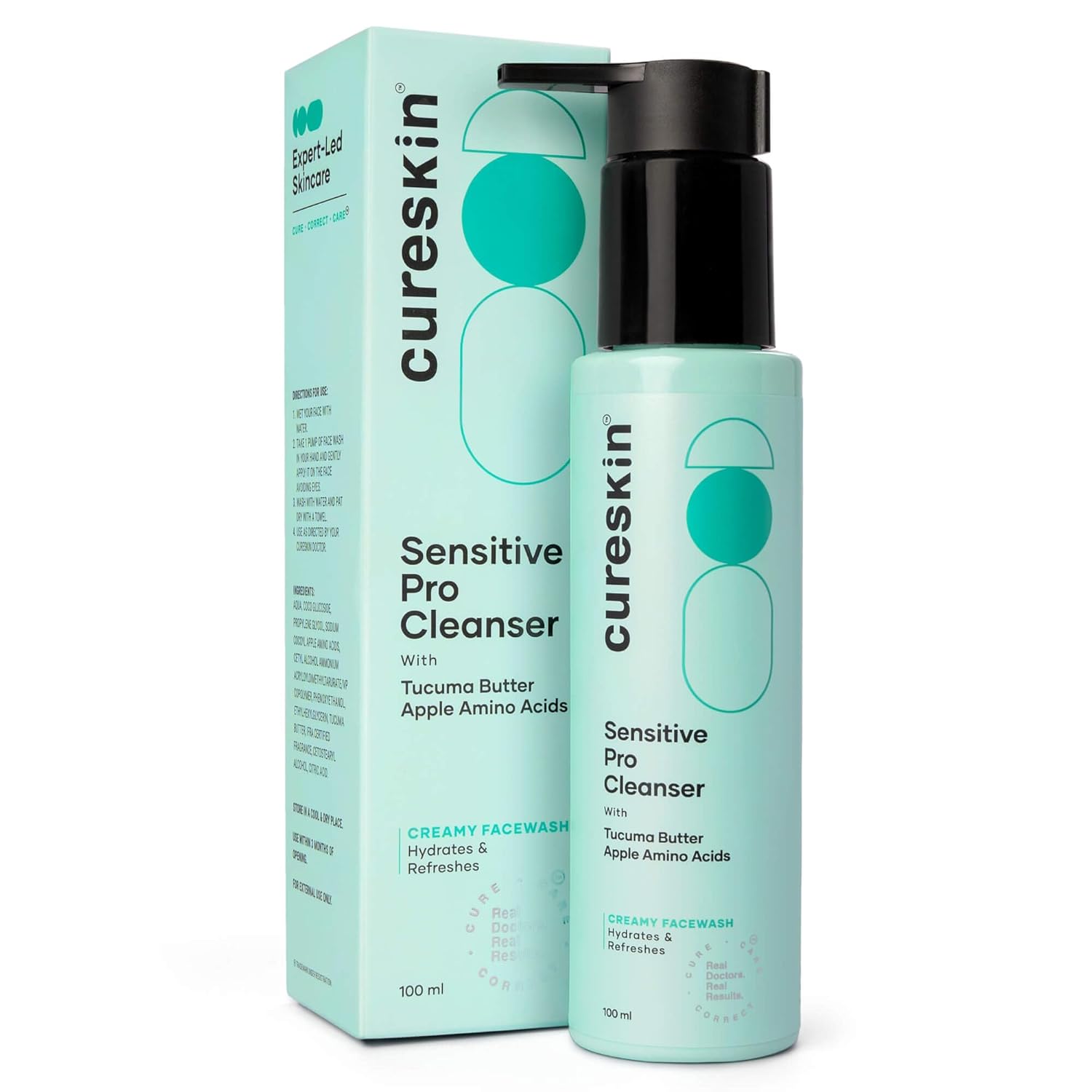 Cureskin Sensitive Pro Cleanser with Tucuma Butter & Apple Extracts for Sensitive Skin Face Wash, 100 ml (Pack of 1)