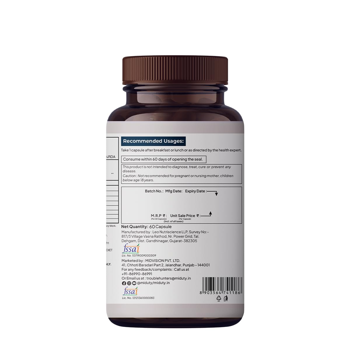 Miduty by Palak Notes Vitamin ADK, Vitamin D3 and K2 Supplements, Cholecalciferol Vitamin D3, Boost Immunity, Stronger Bones, Vitamin ADK Supplement, Immunity Booster Capsule - 60 Capsules