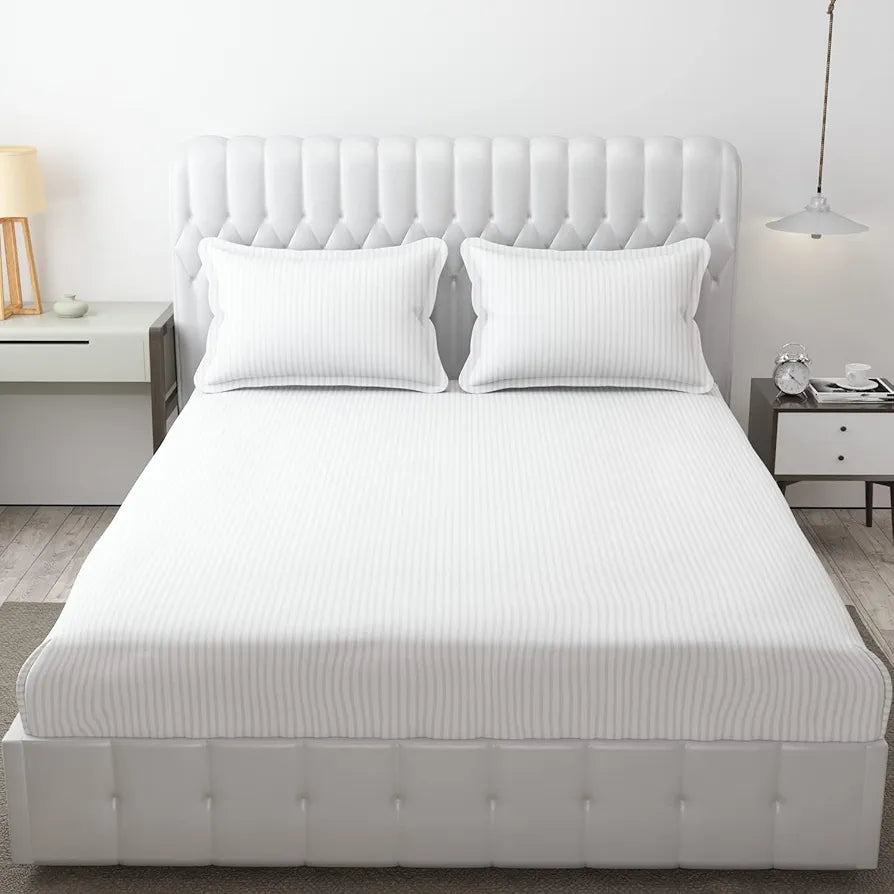 Fresh From Loom Microfiber Soft Skin Safe Breathable King Size Flat Bedsheets Set with 2 Pillow Covers White