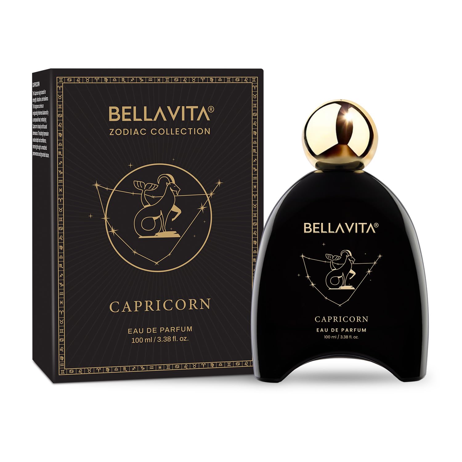 BELLAVITA Zodiac Collection Capricorn EDP Unisex | Pink Pepper, Jasmine and Vetiver | Premium Long Lasting Fragrance Perfume for Men and Women, 100ml