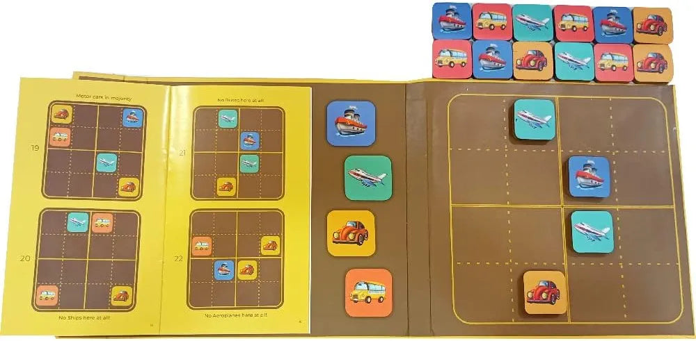 Pelikas Toyz Magnetic Sudoku for Kids 5-7 Years - Travel Games for Kids Ages 4-8 - Educational Brain Teaser Puzzle - Transport Picture Logic Toy - Birthday Gift for Boys & Girls 5+