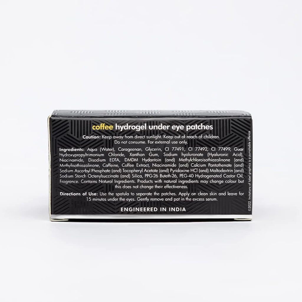 mCaffeine Coffee Hydrogel Under Eye Patches for Dark Circles | Cooling Under Eye Patch Mask with Caffeine & Hyaluronic Acid for Instant Hydration & De-Puffing | 15 Pairs