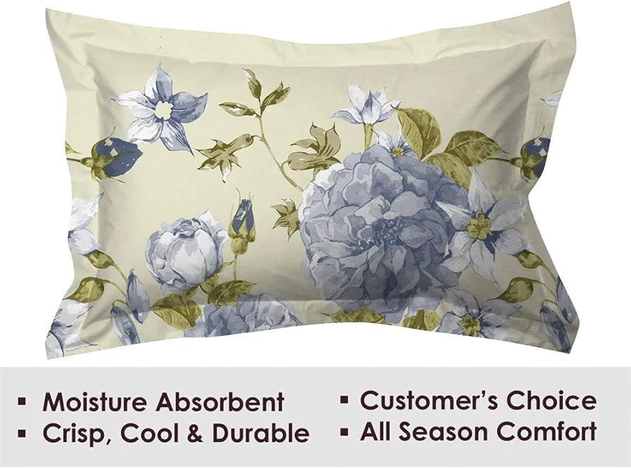 Layers Tuscany Repeat Cotton 104 TC Single Bedsheet Set Light Blue