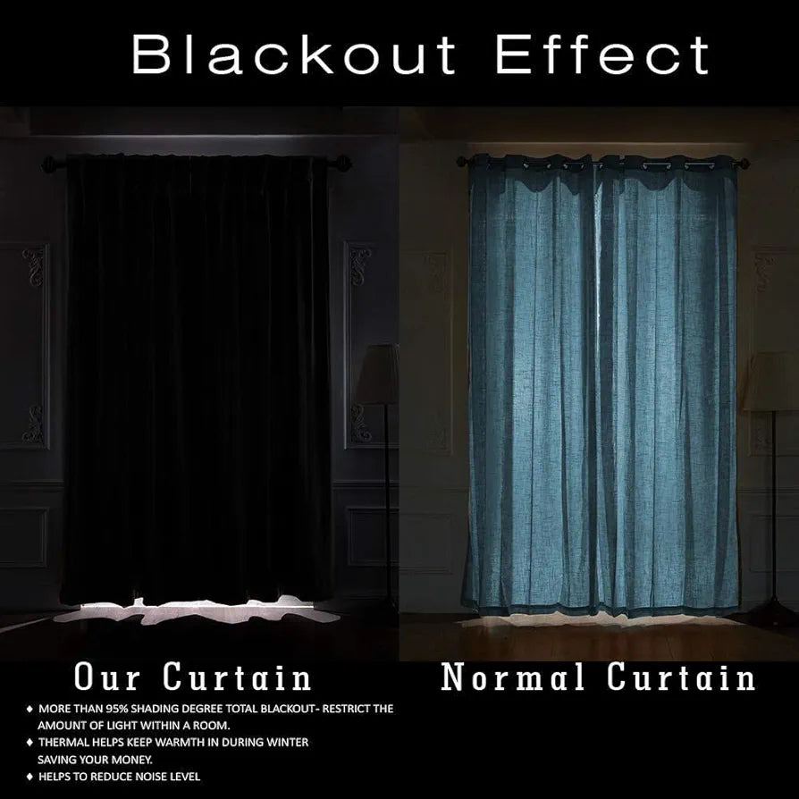 Cloth Fusion Blackout Door Curtains 8 Feet Long Set of 2 Indigo Blue