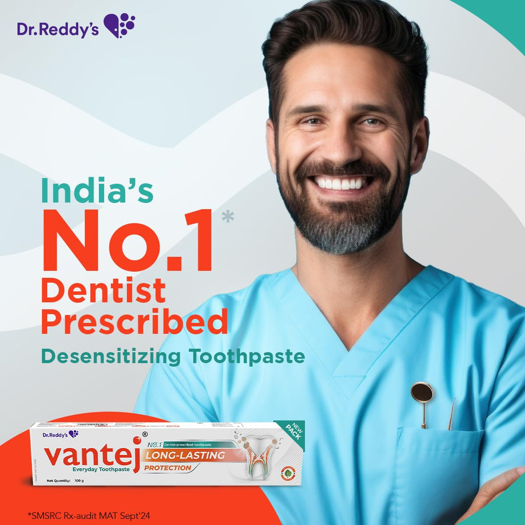 Vantej : Sensitivity Protection Toothpaste| 100 Grams| Gives Long Lasting Sensitivity Protection And Tooth Sensitivity Healing| Dentist Recommended| Desensitizing Toothpaste| Braille Enabled Pack