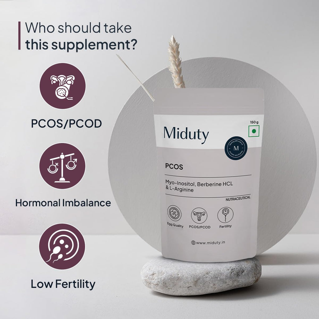 Miduty by Palak Notes PCOS Powder Myo Inositol and D Chiro Inositol PCOD, PCOS Women Support, Menstrual Cycle and Irregular Periods - 150g