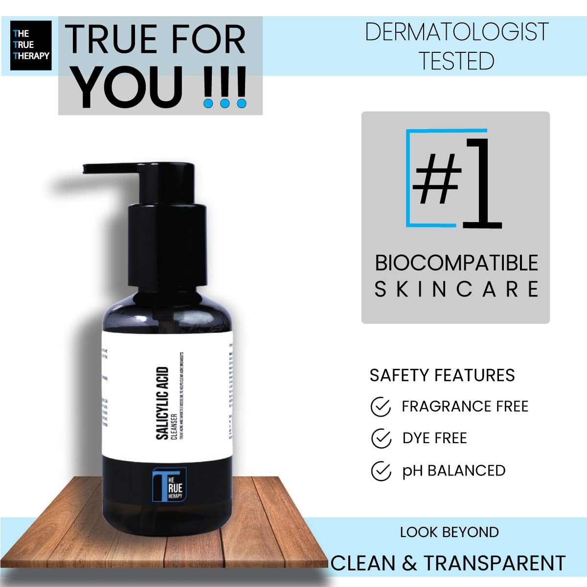 The True Therapy 2% Salicylic Acid Face Wash for Oily Skin to Helps in Acne, Pimples, Blackheads & Skin Blemishes, Face Wash for Women & Men - 100 ml
