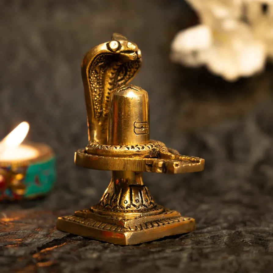 Ekhasa Pure Brass Shivling for Home Puja Siva Linga for Pooja Golden Shivling
