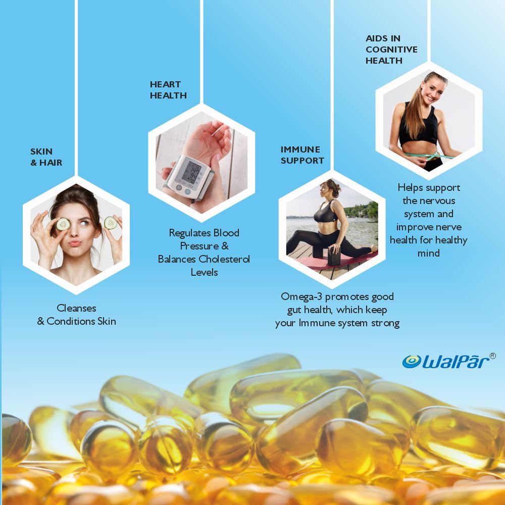 Walpar Cold Pressed Organic Flaxseed Oil 1000mg Omega 3, 6, 9-90 Capsules (Pack of 1)