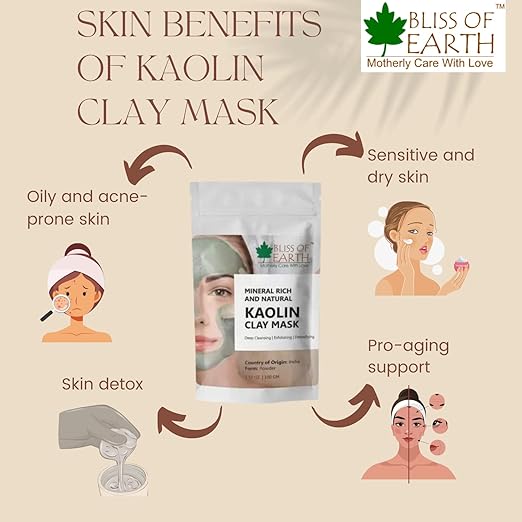 Bliss of Earth White Kaolin Clay Powder - 100 gms