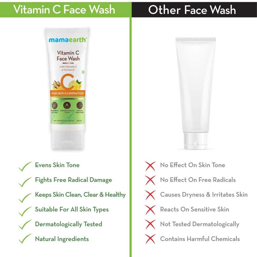 Mamaearth Vitamin C Face Wash For Skin Illumination -100 ml - Pack of 1