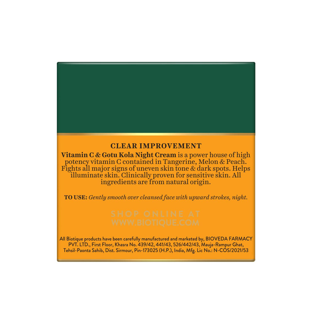 Biotique Advanced Organics Clear Improvement Vitamin C & Gotu Kola Night Cream 50Gm