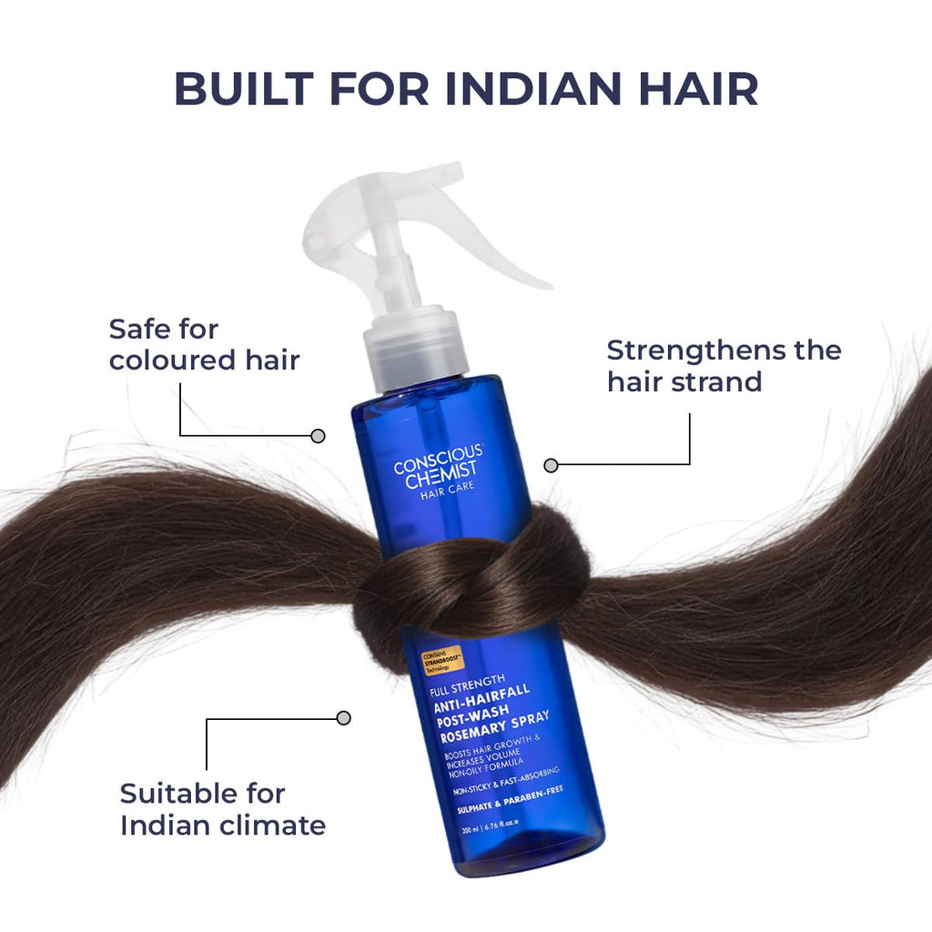 Conscious ChemistÂ® Rosemary Water Spray for Hair Growth | Anti Hair Fall Scalp Spray with Tripeptide-1 & Redensyl | Boosts New Growth & Strengthens Roots | Lightweight Non-Greasy Hair Mist | For All Hair Types | Women & Men | 200ml