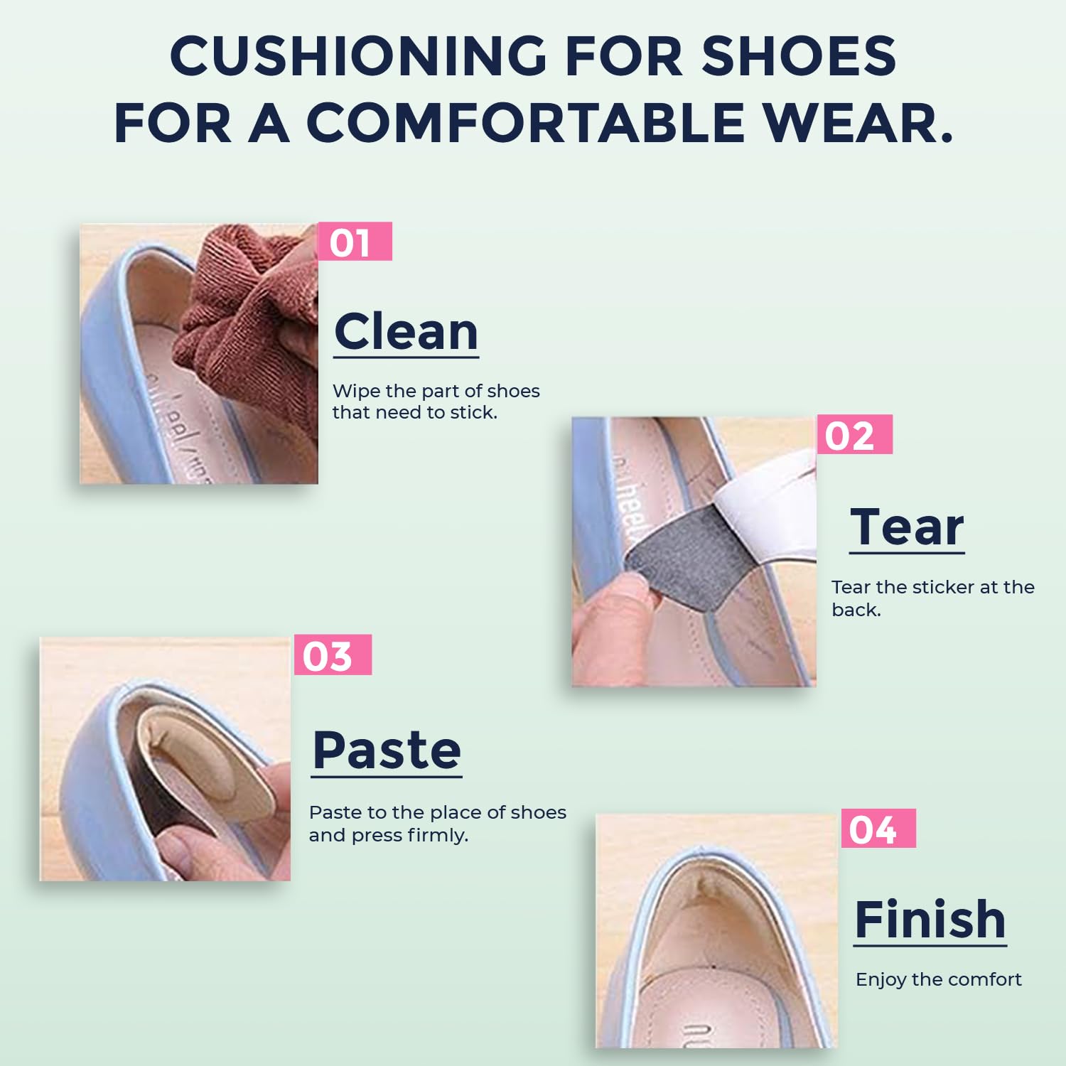 Sanfe Shoe Bite Protector Pads | Reusable Soft Shoe Inserts, Heel Grip Cushion Pads, Self-Adhesive | Foot care, Blister Protection, Free size | 2 Pairs