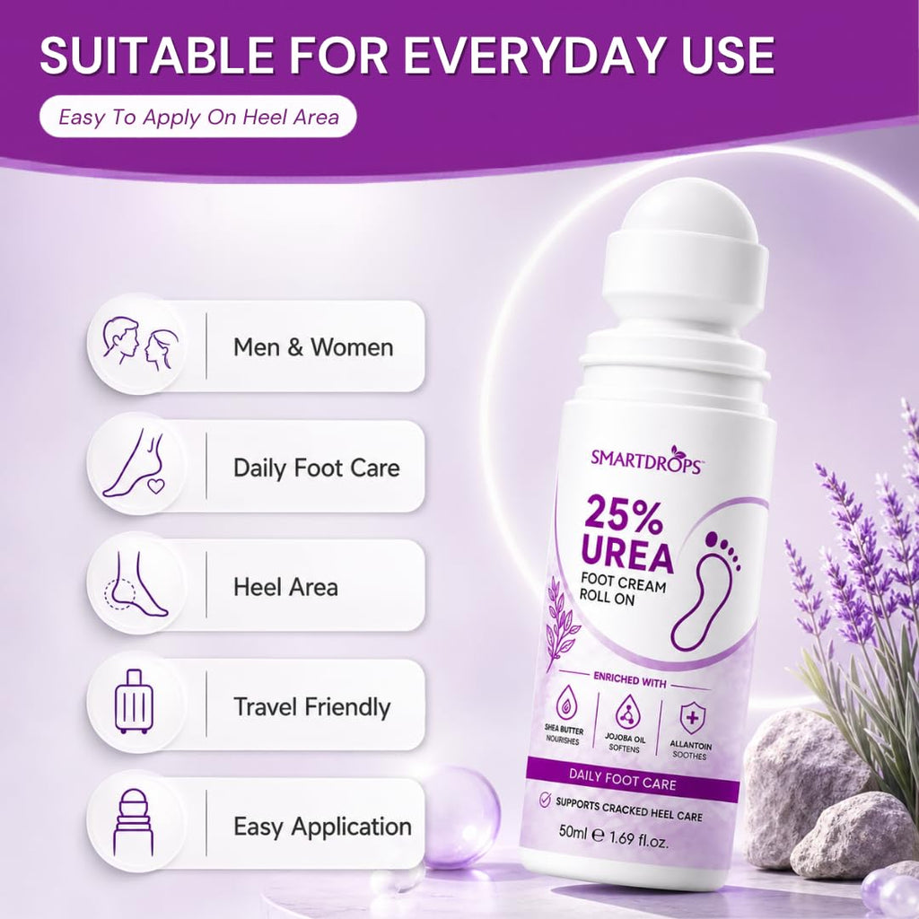 Smartdrops Foot Roll On | Foot Crack Remover Roll On For Cracked Heels | Heel Repair Formula | Heel Care Solution For Men & Women | 50ml (Pack 1)
