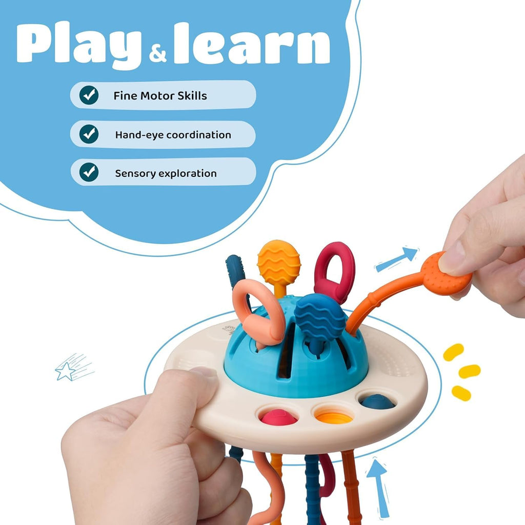 Kidology Montessori Teething Toy Set for Toddlers UFO Blue