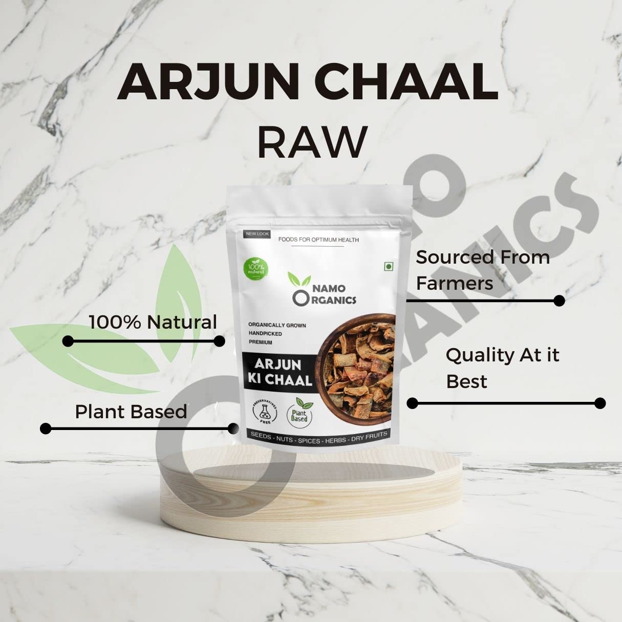 Namo Organics - Arjun ki Chaal â€“ 1 kg Arjuna Bark â€“ To Support Heart Health & Promote Good Cholesterol | Ayurvedic Heart Health Support | Natural, Sun-Dried, Unprocessed |