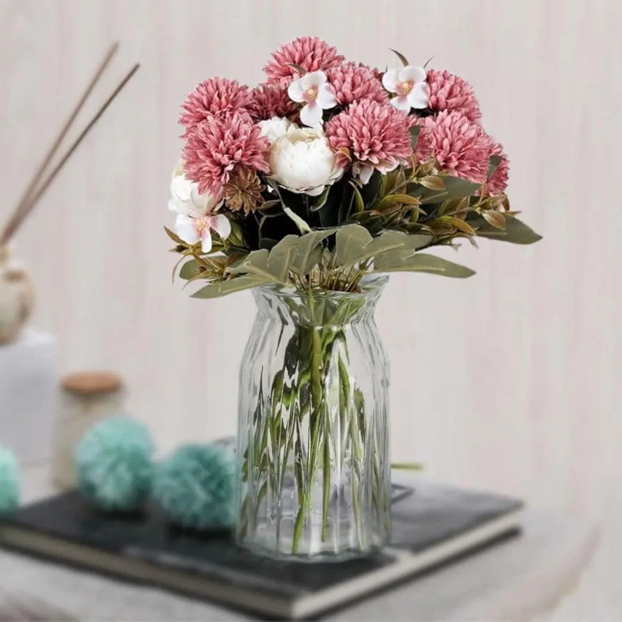 Bunch Artificial Dahlia Peony Flowers Pink
