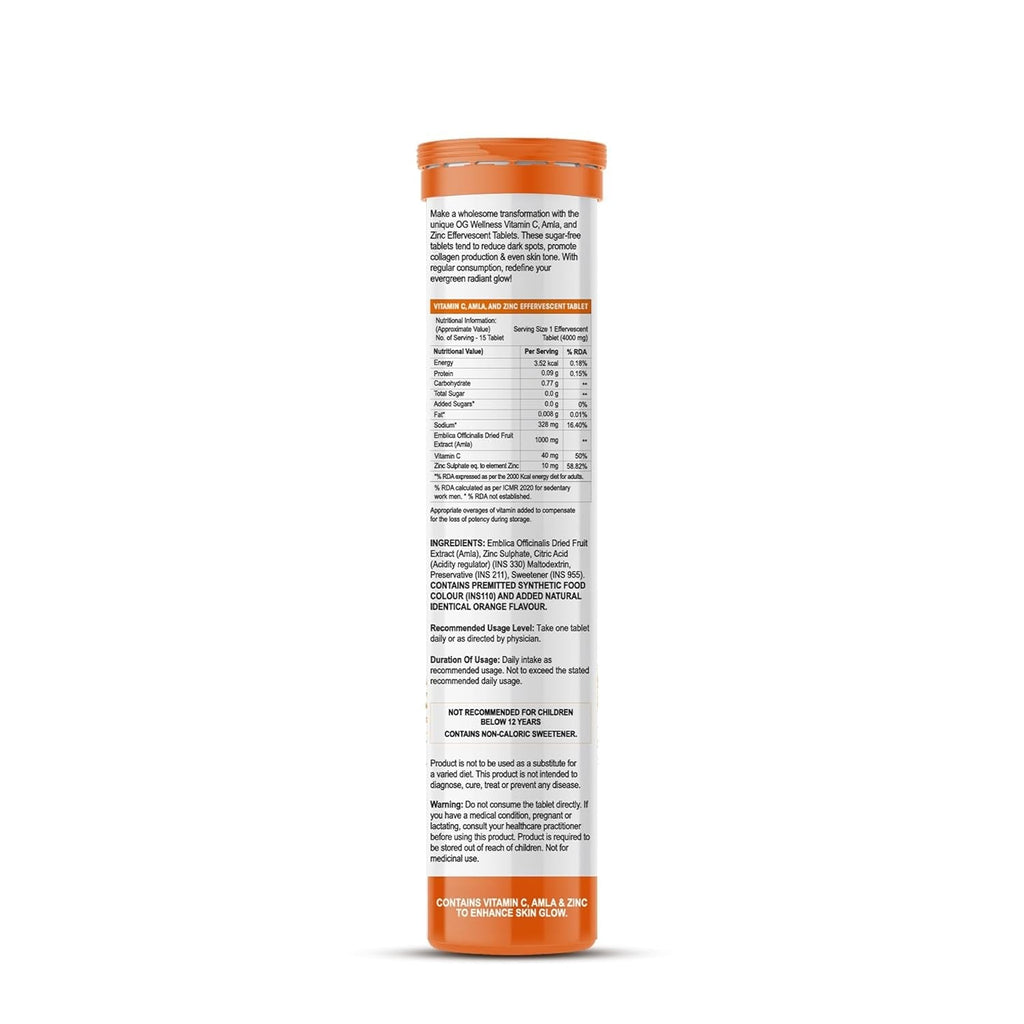 Og Beauty Wellness Vitamin C Amla&Zinc Effervescent Tablets - 15 Tab