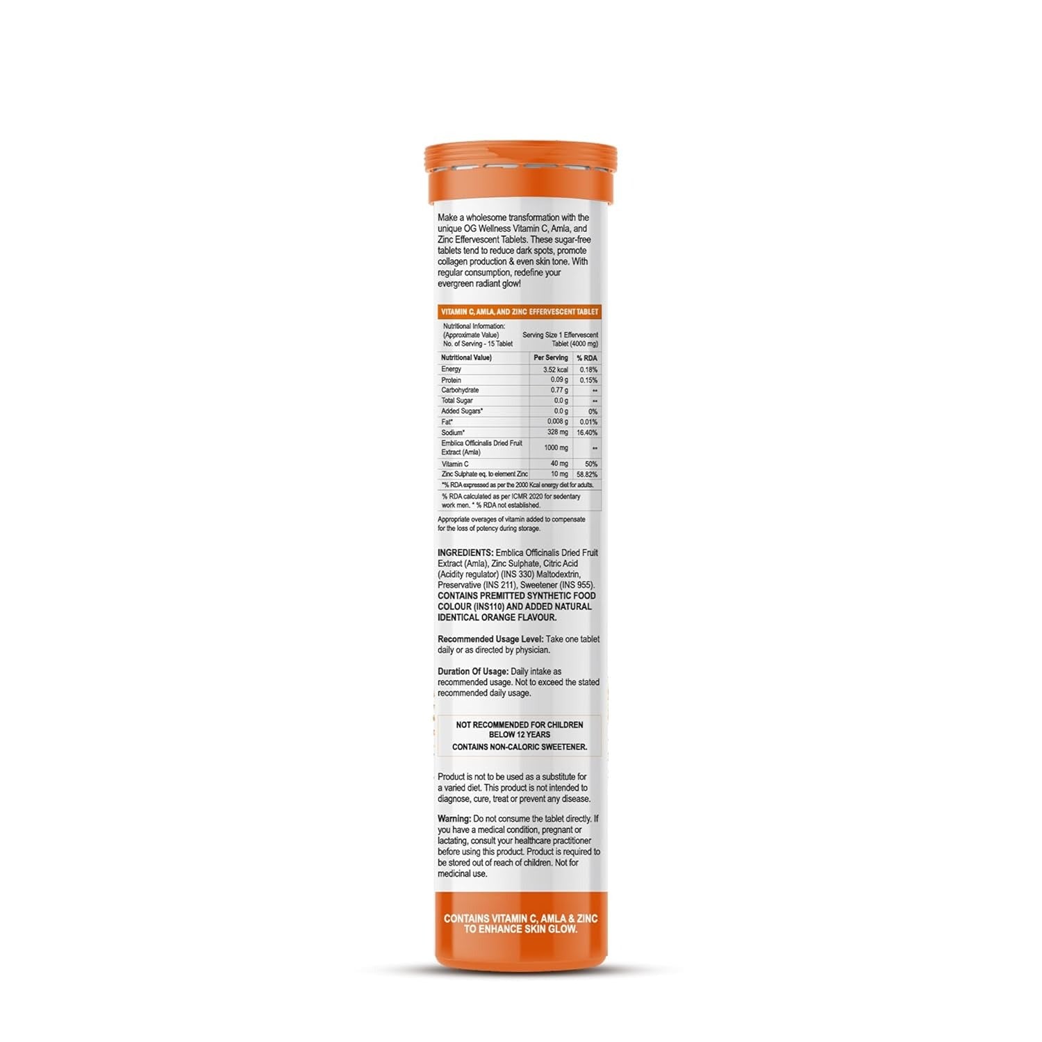 Og Beauty Wellness Vitamin C Amla&Zinc Effervescent Tablets - 15 Tab