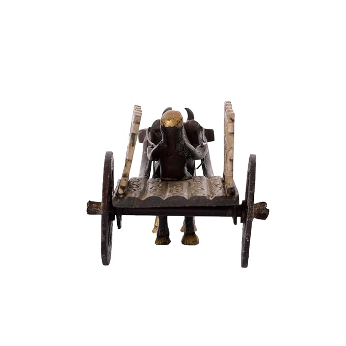 Ecraftindia Antique Finish Open Bullock Cart Brass Showpiece | Brown