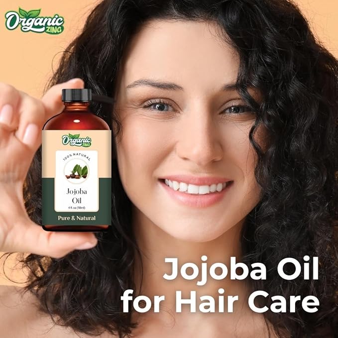 Organic Zing Jojoba Oil for Skin, Face, Hair Care, Aromatherapy, Diffuser, Conditioner - 118 Ml