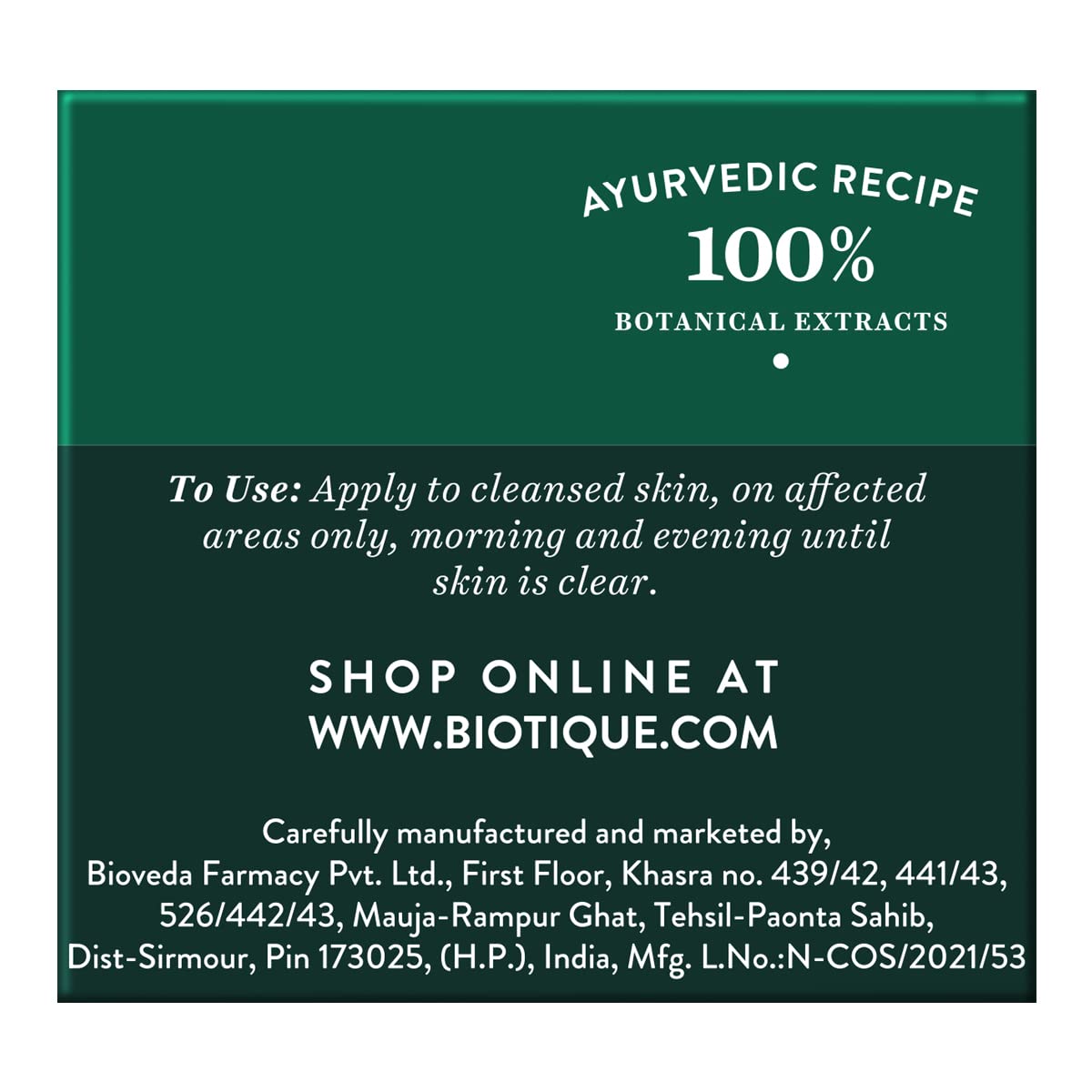 Biotique Bio Winter Green Spot Correcting Anti Acne Cream | Acne Control | Spot Correction Clears Blemishes |Enhances Skin Texture | 100% Botanical Extracts| Suitable for All Skin Types | 15G
