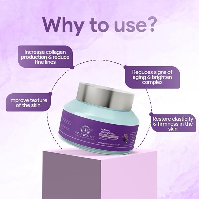 Vamp Beauty Retinol Age Defense Night Cream - 50 Gms