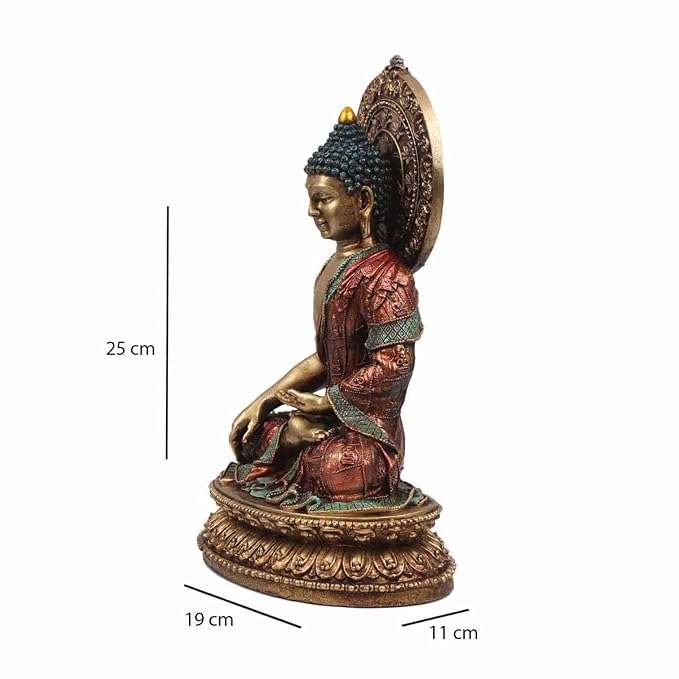 Indicast 10" Inch Buddha Sitting Fine Metal Finish Idol Decorative Showpiece Handcrafted Buddha Idol