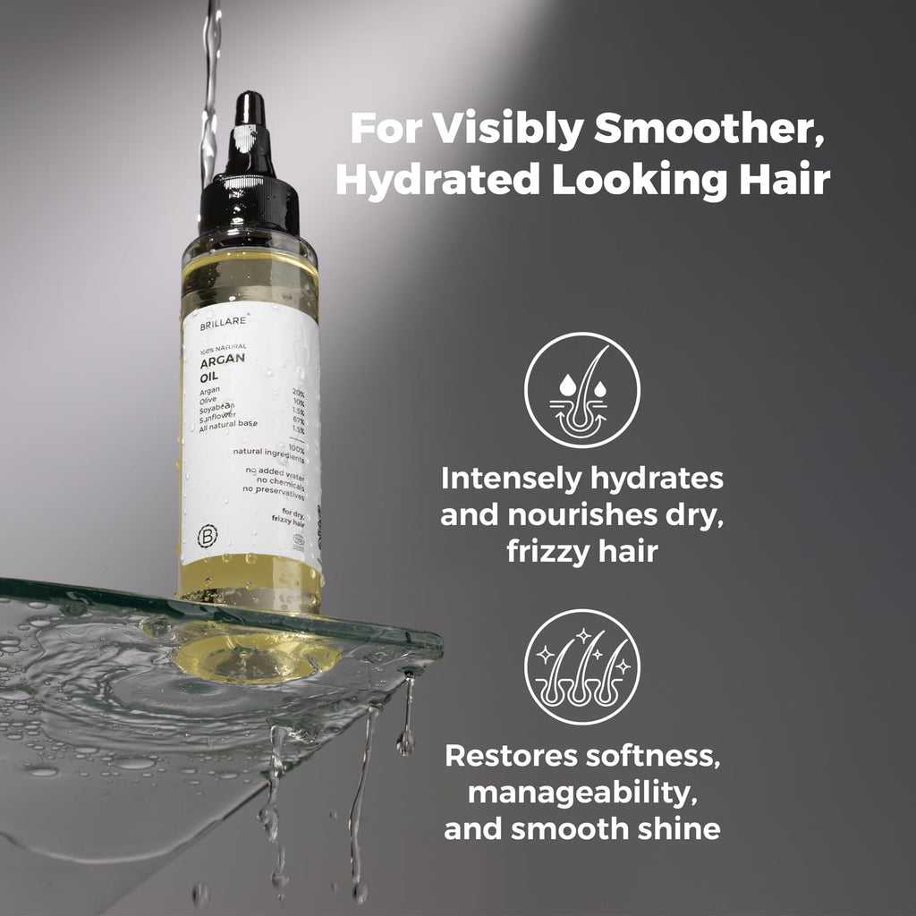 Brillare Argan Hair Oil, with the Goodness of Olive oil & Sunflower Oil, for Dry & Frizzy Hairs