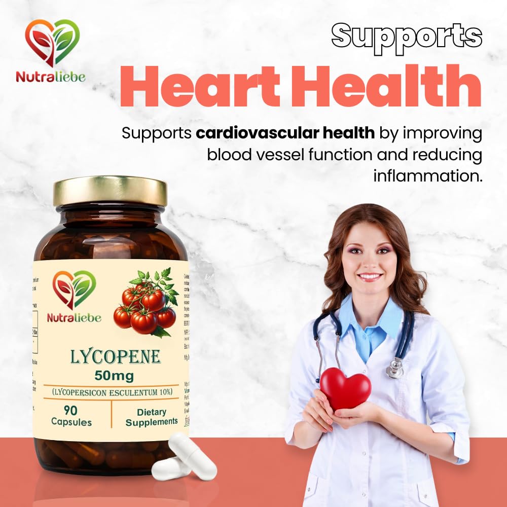 Nutraliebe Lycopene Extract 50mg - High Potency Antioxidant Support, 90 Capsules