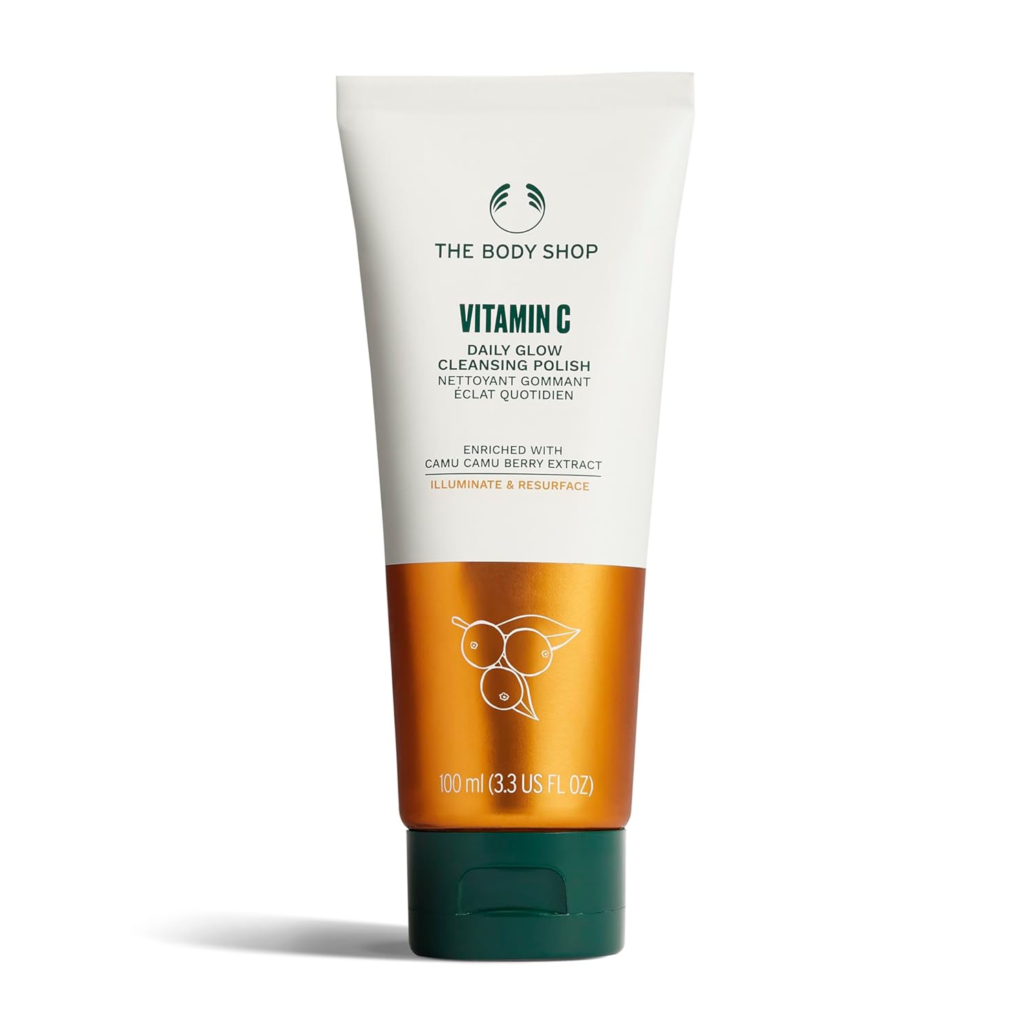 The Body Shop Vitamin C Daily Glow Cleansing Polish, 100 ML - For Dull, Tired Skin| Removes Dead Skin Cells| Radiance Revealing