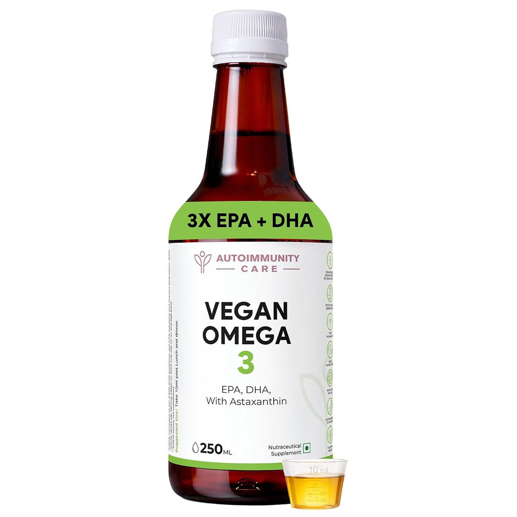 Autoimmunity Care Vegan Omega 3 Oil â€“ Algal Oil Omega-3 with EPA DHA & Astaxanthin | Veg Omega3 Supplement for Heart, Brain, Eyes, Skin & Joints | Better than Fish Oil Omega3 | High EPA DHA | 25 Servings