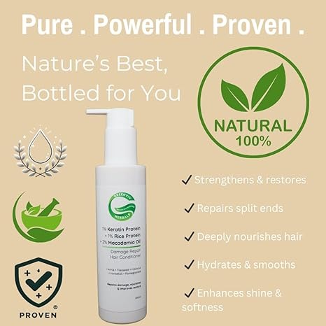 Greenviv 1% Keratin Protein + 1% Rice Protein + 2% Macadamia Oil Damage Repair Hair Conditioner - 200 ml
