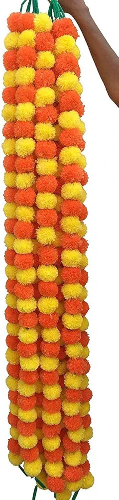 Artificial Marigold Garlands Long Pooja Room Toran Indian genda phool 4.7 Feet
