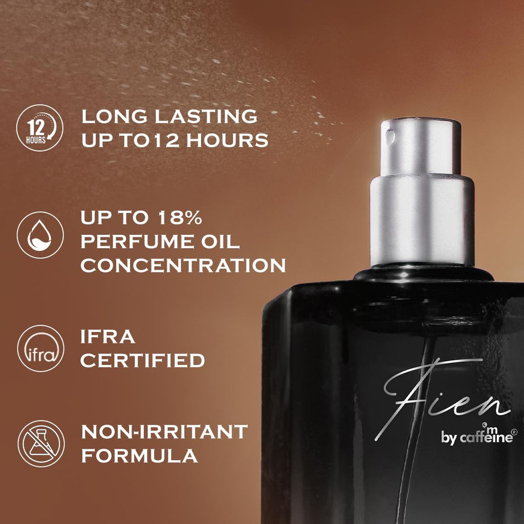 FIEN 007 Perfume for Men | Oriental Oud Scent | 12 Hrs Long Lasting | mCaffeine Perfume | Fien Eau De Parfum with Oud, Sandal & Musk | perfume for men | Solid mCaffeine Premium & Luxurious Perfume - 100ml