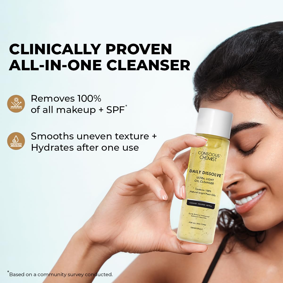 Conscious Chemist® Makeup Cleansing Oil | 130ml | Makeup Remover & Light Daily Cleanser for All Skin Types | Removes Waterproof Makeup, SPF & Impurities | Soft & Glowing Skin - For Men & Women