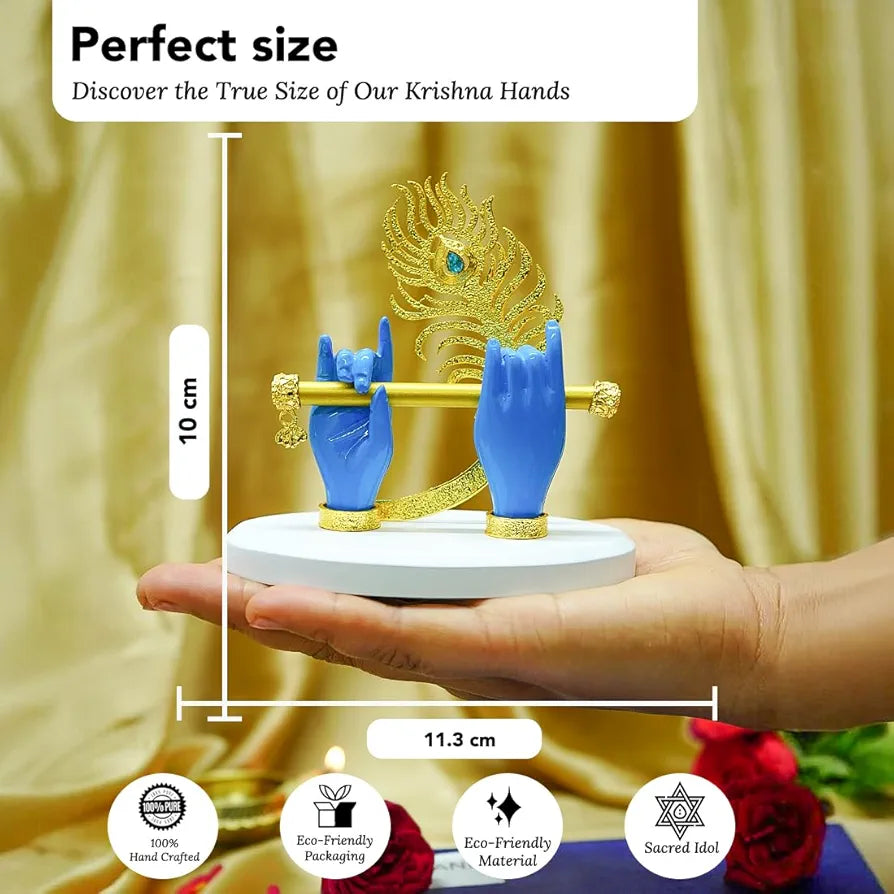 Ekhasa Lord Krishna Hands with Flute Idol Blue Krishna Hands
