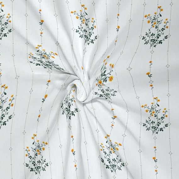 Dreamlet All Around Elastic Supersoft 210tc Premium Cotton Elastic Fitted Bedsheets With 2 King Size Pillow Covers | Off White and Yellow